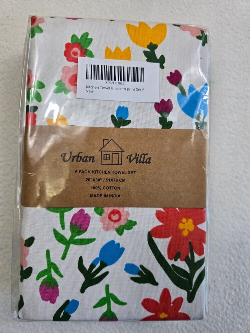 NEW Urban Villa 20x30 Kitchen Towel Blossom Print 6-Pack 100% Cotton